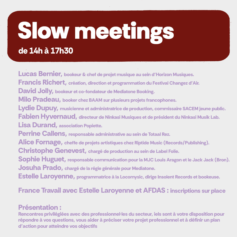 Slow meetings de 14h à 17h30