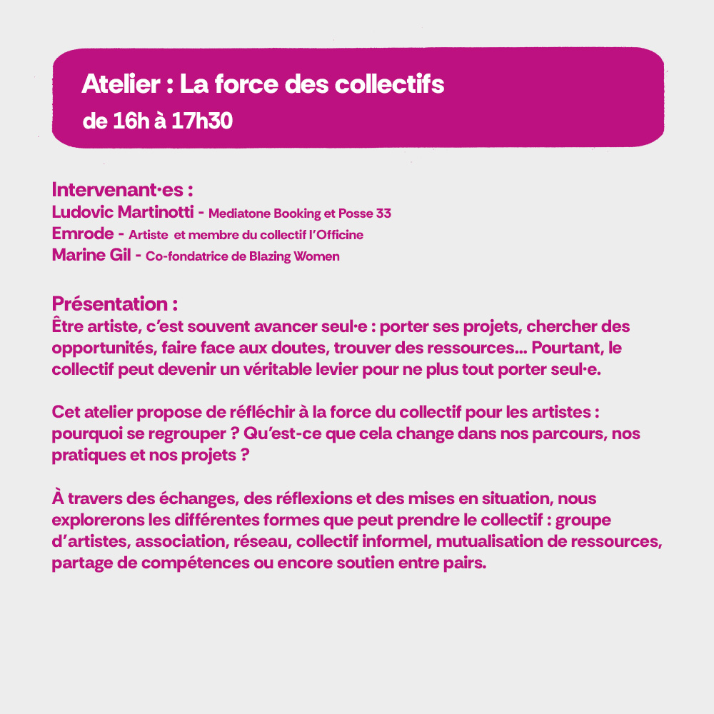 Atelier : La force des collectifs. De 16h &agrave; 17h30
